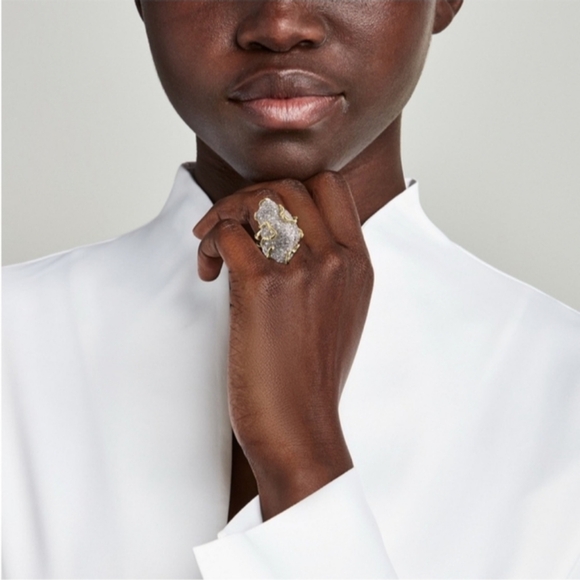 Alexis Bittar Solanales Large Crystal Pavé Geode Ring Size 7 - Picture 5 of 10